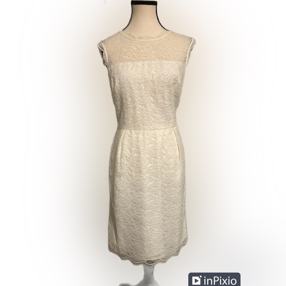 Vintage CALVIN KLEIN  Midi Lace Overlay Sleeveless Empire Women' Dress SZ 12.